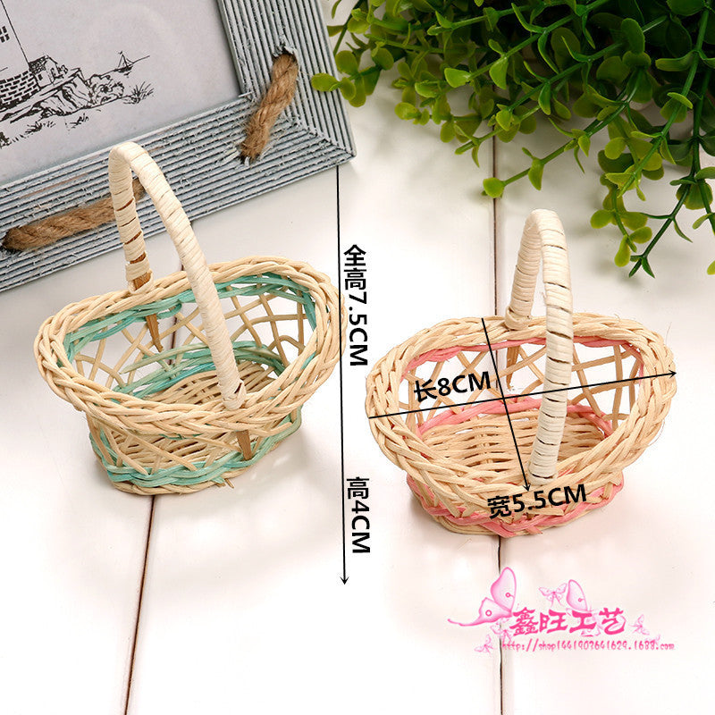 Mini Hand-Woven Rattan Basket for Home and Office Decor, Storage Organizer