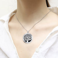 Stainless Steel Tree of Life Essential Oil Diffuser Locket Necklace for Women