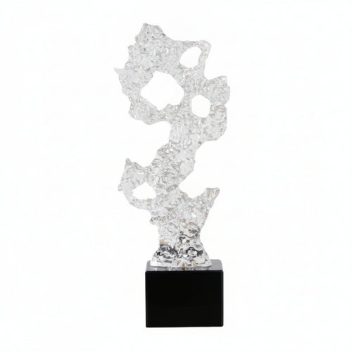 Resin Sculpture Clear Sculpture with Base Minimalist Stone Ornament for Interior Designers, Living Room