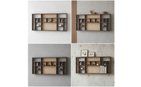 Tea-Room Display Rack Woven Rattan-Style Wooden Display Shelf Space-Saving