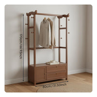 Freestanding Clothes Rack with Cabinet Large Capacity Wardrobe Organizer with Drawers and Shelves Space Saving Coat Stand with Storage for Closet