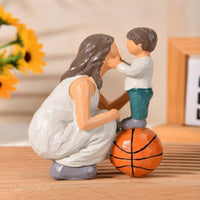 Decorative Family Figurine Glossy Cartoon Ornament Painted Resin Statue Detailed for Families, Shelf, Desk, Bedside Table