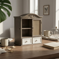 Rustic Display Cabinet Decorative Design Vintage Storage Cabinet Mid-Period Look Home Furniture for Entryway
