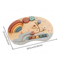 Wooden Busy Board Wood Activity Board Rotating Pieces