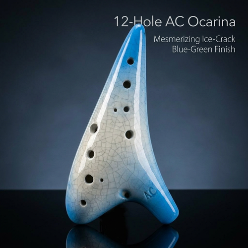 12 Hole Alto Instrument, Ceramic Flute for Beginners, Musical Instrument Gift fo #variant:Blue and White Ice Crack