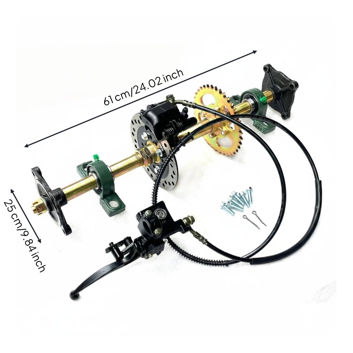 Go Kart Rear Axle Brake Kit Easy to Install Kart Rear Brake Assembly Heavy Duty Vehicle Part for DIY Builders, Mechanics, Rough Terrain, Track, Garage