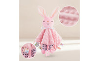 Textured Baby Comforter with Ribbon Tags Soft Loveys Sensory Security Blanket for Newborns, Stroller, Nursery