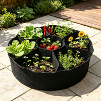7-Compartment Round Felt Planting Bucket