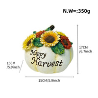 Pumpkin Figurine Carved Pumpkin with Sunflowers Harvest for Tabletop