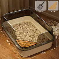 Large Semi-Enclosed Cat Litter Box with Anti-Splash Design