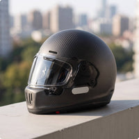 Matte Black Full-Headgear | Low-Profile, Carbon Fiber Helmet, for Street Riding