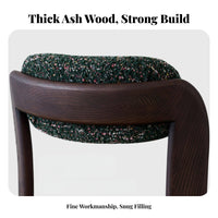 Upholstered Cane Backrest Chair French Design Dining Seat Sturdy Wood Frame Vintage Design for Families, Adults, Kitchen