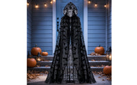See-Through Mesh Cape with Nocturnal Winged Creature Pattern Halloween Nocturnal Winged Creature Cape Lightweight Costume Long for Cosplayers
