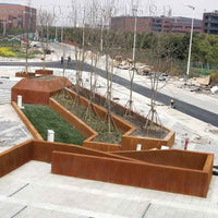 Weathering Steel Garden Edging Planter Box Acid-Resistant Curved Landscape Border
