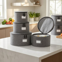 4 Pieces Plate Storage Case Portable Container Collapsible for Rv Travel