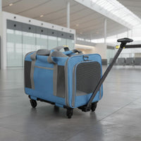 Rolling Cat Carrier Suitcase Telescopic Handle Cat Carrier with Wheels Portable Travel Accessory for Airline