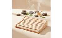 Slatted Wood Neck Pillow Wave Design Wooden Sauna Headrest for Steam Room, Spa