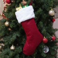 Christmas Stocking Gift Bag with Reindeer Embroidery for Holiday Decor