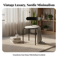 Retro design Padded Backrest Chair Soft Upholstery Dining Seat Minimalist Design Household Furniture Sturdy Frame for Homeowners, Families, Adults, Living Room, Home Office, Kitchen, Restaurant