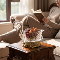 Decorative Swan Bowl Carved Swan Tray Textured Tabletop Container with Pedestal Ornamental for Collectors, Entryway, Vanity, Coffee Table