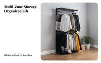 Drill-Non-Drill Installation Accessible Wardrobe System Multi-Functional Non-Drill Standing Garment Rack Multifunctional Non-Drill Standing Clothes Rack Easy Assembly for Renters, Adults, Students, Bedroom, Apartment, Dorm Room, Entryway