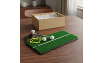 Realistic Turf Surface Golf Swing Practice Aid Gift Box Packaging Indoor Golf Hitting Practice Aid Real Contact Feel Swing Path Feedback Mat Sturdy Construction for Beginners, Home, Office