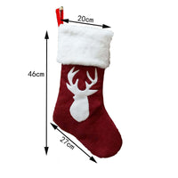 Christmas Stocking Gift Bag with Reindeer Embroidery for Holiday Decor