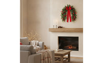 Christmas Wreath Festive Christmas Wreath with Bow Pre-Decorated Decorations for Homeowners, Decorators, Front Door, Wall, Window
