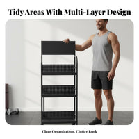 Mobile Design Dumbbell Kettlebell Storage Stand Space-Saving Home Gym Storage Rack Large Capacity Rolling Fitness Equipment Rack Sturdy Steel Construction for Garage, Apartment