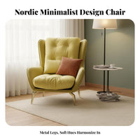 Armchair with Ottoman Light Luxury Design Accent Chair and Ottoman Set Nordic Design Comfortable Seating for Adults
