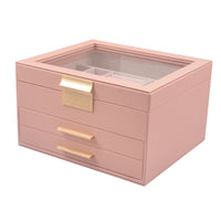 Long-Lasting 3-Layer Jewelry Organizer Modern Jewelry Box with Clear Lid Stylish Necklace Storage Box Elegant for Women, Girls, Dressing Table, Vanity, Bedroom