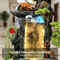 Rockery Water Feature Handcrafted Floor Standing Indoor Fountain with LED Lights Resin Material Suitable for Feng Shui Enthusiasts Business Owners Home Decoration