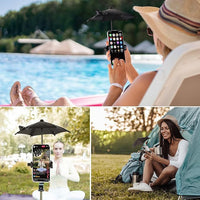 Mini Clip-On Umbrella for Phone, 24cm, Metal Soft Handle, Sun Protection