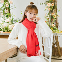 Women's Imitation Cashmere Scarf Shawl with Tassels, Solid Color, Warm for Autumn/Winter