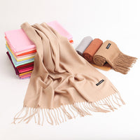 Women's Imitation Cashmere Scarf Shawl with Tassels, Solid Color, Warm for Autumn/Winter