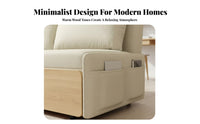 Extendable Wooden Sofa Bed Space-Saving Fold-Expandable Loveseat Bed Natural Wood Appearance Foldable for Guests, Adults