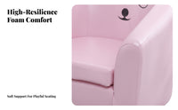2 Pieces Crown-Shaped Chair with Footrest Matching Ottoman for Toddlers, Parents