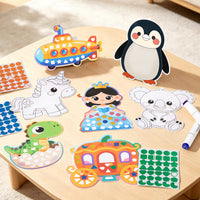 DIY Mosaic Sticker Art Kit for Kids - Animals, Dinosaurs, Fairy Tales, Transportation