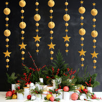 Double-Sided Mirror Star Garland Hanging Decorations for Christmas Halloween Birthday Wedding Party