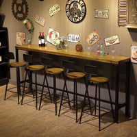 Industrial Style Solid Wood Bar Table with Iron Legs for Home, Cafe, or Bar