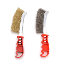 Copper Plated Steel Wire Brush with Red Plastic Handle for Industrial Cleaning