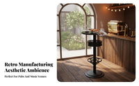 utilitarian Bar Table and Stool Combo High-Leg Construction Pub Furniture Space-Saving Easy to Clean for Homeowners, Bistro