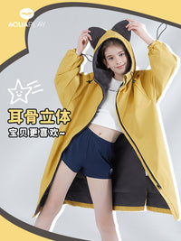 安泊来游泳冬训浴袍儿童潜水斗篷保暖防风防寒长袖浴巾吸水毛巾