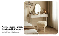 Dressing Table Set with Lighted Mirror Nordic design Bedroom Furniture space-saving Design Includes Matching Stool for Teens