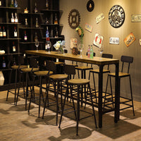 Industrial Style Solid Wood Bar Table with Iron Legs for Home, Cafe, or Bar