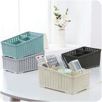 Rattan Remote Control Storage Box Multi-Grid Desktop Organizer for Home and Office
