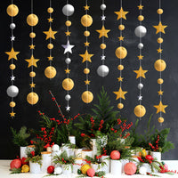Double-Sided Mirror Star Garland Hanging Decorations for Christmas Halloween Birthday Wedding Party