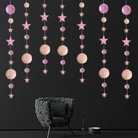 Double-Sided Mirror Star Garland Hanging Decorations for Christmas Halloween Birthday Wedding Party