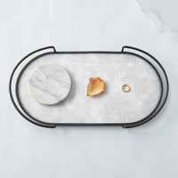 Elliptical Tray with Metal Rim Textured Elliptical Tray Low Profile for Coffee Table, Entryway