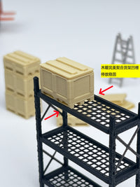 1:64 Warehouse Accessory Set Shelf Miniature Garage Display Scene Model Repair Tool Ladder